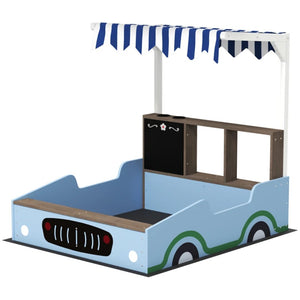 English Elm Children Fir Wood Outdoor Sandbox with Adjustable Canopy and Built-in Toy Storage T3971P438617