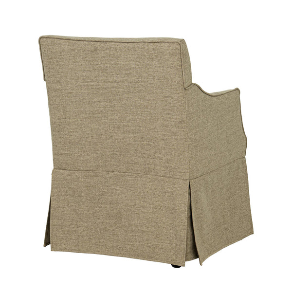 English Elm London Upholstered Skirted Dining Arm Chair with Hidden Casters Beige — Plush 5.5" Cushion, 300 lb Capacity B035P341170