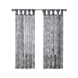 Madison Park Simone Transitional Printed Floral Twist Tab Top Voile Sheer Curtain MP40-6615 Grey