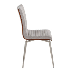 English Elm Mason Tufted Swivel Dining Accent Chair with Walnut Back & Stainless Steel Legs, Set of 2, Chic Grey B202P223609