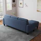 English Elm Living Room Furniture With Polyester Fabric L Shape Couch Corner Sofa For Small Space Blue