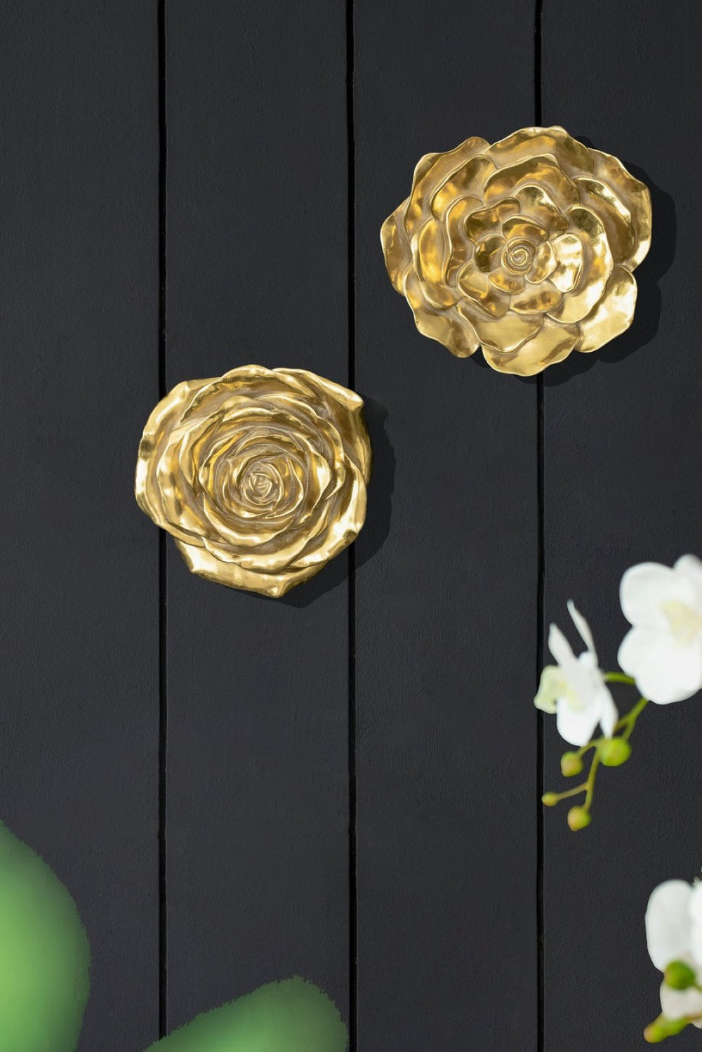 English Elm S/2 Gold Rose Wall Accents - Elegant Floral Decor For Modern Interiors, Timeless Botanical Accent Pieces W2078P223156-GIGA