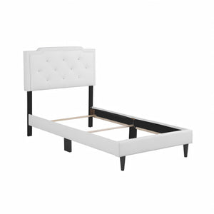 English Elm Deb Cappuccino Queen Bed with Tufted Adjustable Headboard, All-In-One Box, Sturdy Slat Support System White 5.5 L x 22.5 W x 45 H B078112131