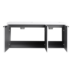 English Elm 48" Modern Wall-Mounted Bathroom Vanity With Resin Double Sink & Soft-Close Doors For Stylish Storage P2 W999S00352-GIGA