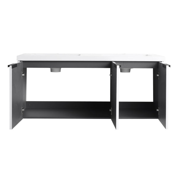 English Elm 48" Modern Wall-Mounted Bathroom Vanity With Resin Double Sink & Soft-Close Doors For Stylish Storage P2 W999S00352-GIGA