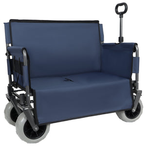 English Elm 3-in-1 Folding Utility Wagon Converts to Bench Seat with All-terrain Balloon Tires Dark Blue W2932P312718