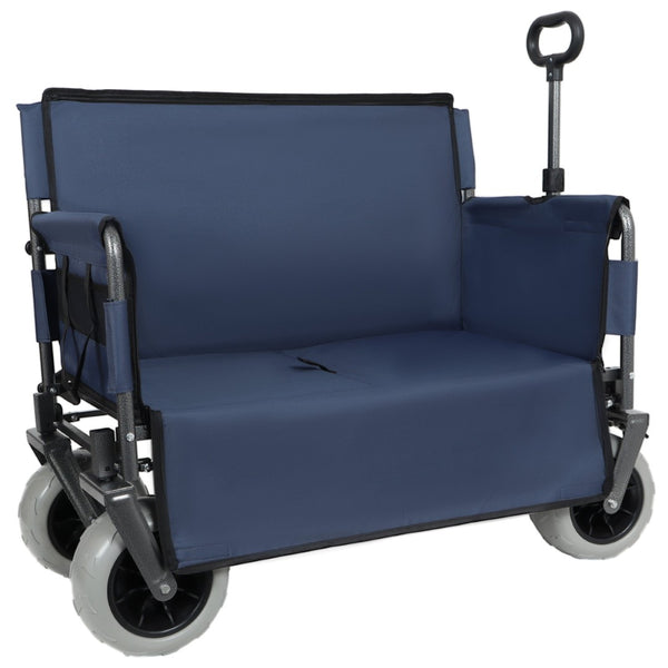 English Elm 3-in-1 Folding Utility Wagon Converts to Bench Seat with All-terrain Balloon Tires Dark Blue W2932P312718