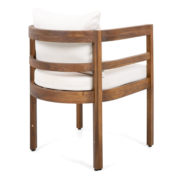 English Elm Outdoor Acacia Wood Dining Chairs with Cushioned Seats Patio Set of 2 Brown N768P362954B