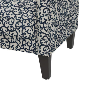 English Elm Barnet Traditional Accent Armchair with Vine Upholstery Nailhead Trim Solid Wood Legs B127P495066