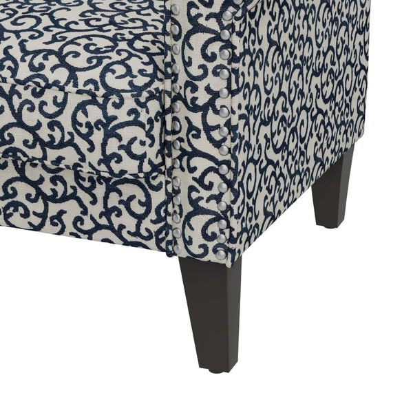 English Elm Barnet Traditional Accent Armchair with Vine Upholstery Nailhead Trim Solid Wood Legs B127P495066