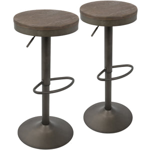 English Elm Dakota Industrial Adjustable Barstools - Rustic Charm & 360-Degree Swivel - Set Of 2 For Home Use B202P222404