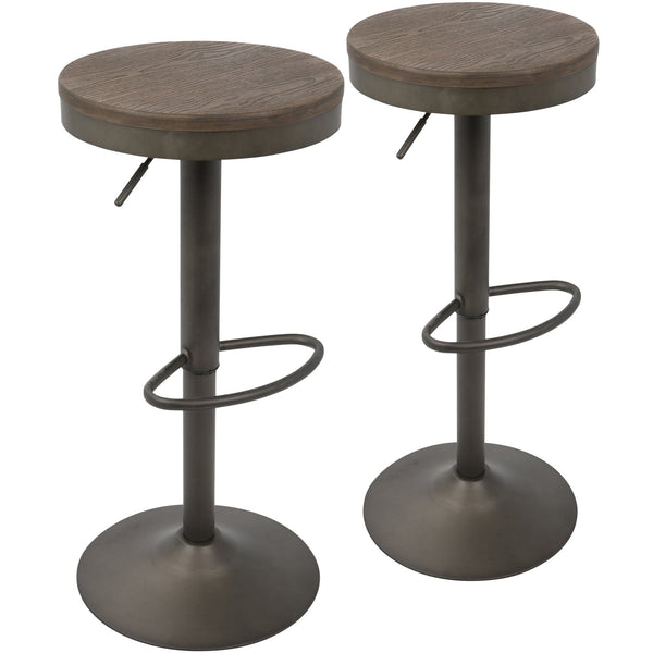 English Elm Dakota Industrial Adjustable Barstools - Rustic Charm & 360-Degree Swivel - Set Of 2 For Home Use B202P222404