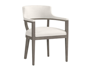 Sunpan BRYLEA Dining Armchair - Mid-Century Modern, Ash Grey Frame & Linoso Ivory Upholstery Comfort 110520