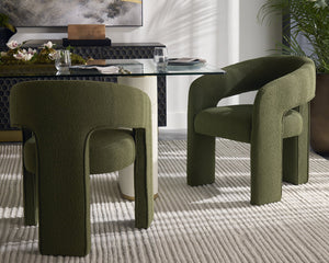 Sunpan Isidore Dining Chair - Contemporary Elegance with Curved Backrest and Clean Lines for Stylish Comfort Copenhagen Olive