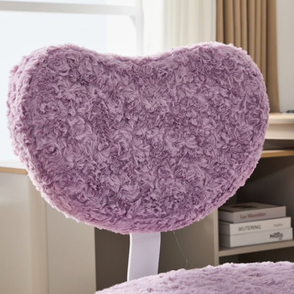 English Elm Artificial Rabbit Hair Cross Legged Desk Chair with Lumbar Support and Swivel Footrest Violet W1143P403572