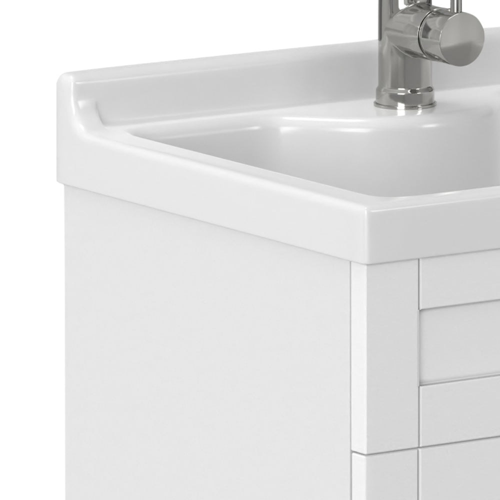 English Elm Hennessy Shaker Style Laundry Sink Cabinet with Deep Abs Basin and Nickel Hardware B136P427207