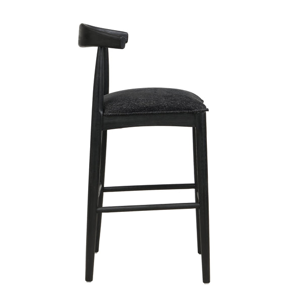 English Elm Christopher Knight Home® - BAR STOOL ladder-back farmhouse set of 2 with upholstered rubberwood seats, tapered legs, timeless charm Black N771P339893H