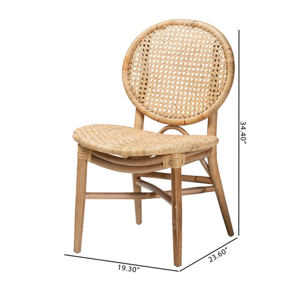 English Elm Mid-century Woven Rattan Dining Chair with Circular Back and Black Lacquered Legs B2750P467640