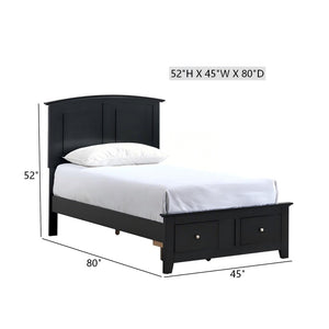 English Elm Hammond Farmhouse Twin Storage Bed with Panel Headboard and Two Under Drawer Black B078S00678