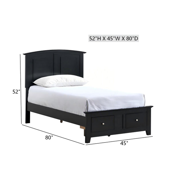 English Elm Hammond Farmhouse Twin Storage Bed with Panel Headboard and Two Under Drawer Black B078S00678