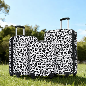 English Elm Hardshell Polycarbonate Luggage Set Three Piece Spinner Suitcases with Tsa Lock White+Black Leopard N732P218227B