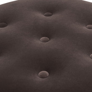 English Elm Jennifer Taylor Home - Yolanda Round 24" Upholstered Accent Ottoman in Performance Velvet with Tassel Fringe, Durable Build Brown B2719P358854