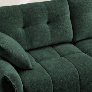English Elm Premium Chenille Two Seater Sofa Tufted Armrests Foam Support Modern Living Room Green W714S01633