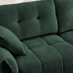 English Elm Ergonomic Chenille Single Seater Sofa with Ottoman, High-Resilience Cushions, Modern Lounge Chair for Living Room and Office Comfortably Stylish Green W714S01156