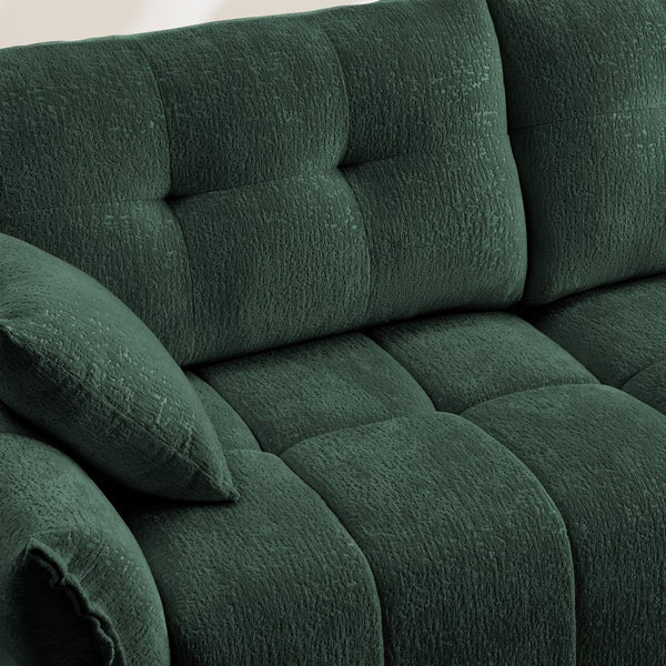 English Elm Ergonomic Chenille Single Seater Sofa with Ottoman, High-Resilience Cushions, Modern Lounge Chair for Living Room and Office Comfortably Stylish Green W714S01156