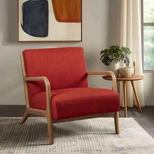 JLA Home INK+IVY - Mid-Century solid wood accent armchair with plush upholstery, ergonomic curved arms and timeless minimalist style Spice II100-0487