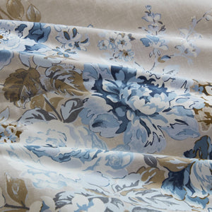 English Elm 7-piece Full Vintage Botanical Floral Reversible Comforter Set Beige Blue Microfiber B035P408240