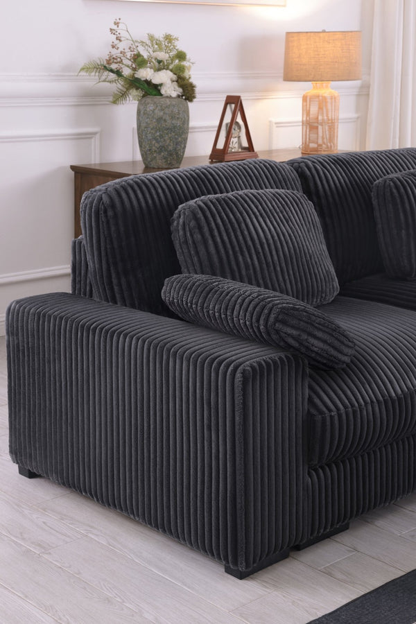 English Elm Lianne Channel Tufted Corduroy Modular Sectional with Reversible Chaise for Living Rooms B2749S00045