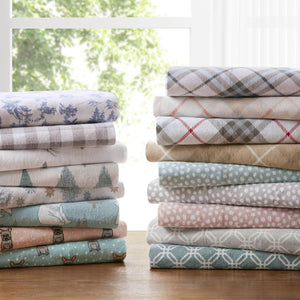 English Elm 4-piece Cal King Cotton Sheet Set with Artisan Ikat Tree Print for Bohemian Bedrooms B035P408383