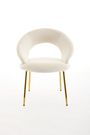 English Elm 061-Set Of 1 Elegant White Velvet Dining Chair With Curved Backrest & Luxe Gold Metal Legs For Style W527P255475