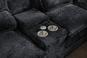 English Elm Modern U-Shaped Sectional Sofa With Console, Usb Ports & Cupholders – Luxurious 6-Seat Sleeper Couch W2100S00170