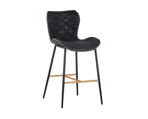 Sunpan Lyla Stylish Barstool Set of 2 with Diamond-Stitched Seat and Chic Gold Accents for Modern Spaces Antique Black