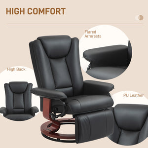 English Elm Homcom Manual Swivel Recliner Chair - Stylish Pu Leather Comfort With Adjustable Footrest & 360° Rotating Base W2225P217423