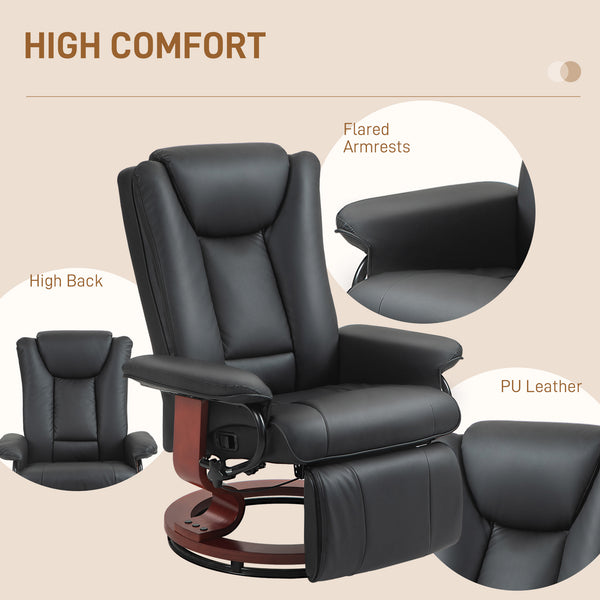 English Elm Homcom Manual Swivel Recliner Chair - Stylish Pu Leather Comfort With Adjustable Footrest & 360° Rotating Base W2225P217423