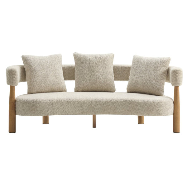 English Elm Luxe Curved Boucle Three Seat Sofa with Arc Backrest and Tapered Legs for Modern Living N773P342182S