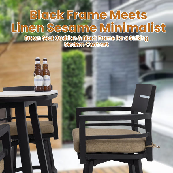 English Elm Modern Outdoor 2-Piece Swivel Bar Chairs – Stylish Aluminum Frame, 360° Rotation, Weather-Resistant Comfort W1886P352315