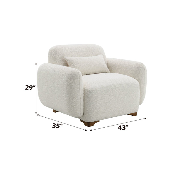 English Elm Darius Bouclé Accent Chair with Toss Pillow, Curved Back, Pocket Coil Seat and Plush Support Beige 43 L x 35 W x 28 H B2726P248625