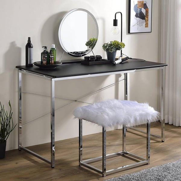 English Elm Rectangular Desk with Sleek Metal Frame and Durable Rectangular Top for Modern Home Office Workspaces Black,Chrome B016P329793