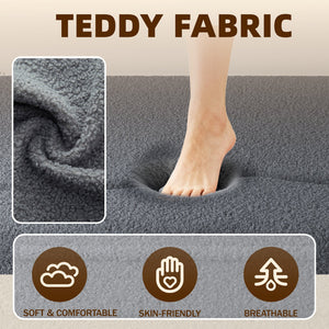 English Elm Modern Full Size Folding Sofa Bed with Teddy Fabric, Foam-Filled 15" Sleeper, 2 Pillows, No Assembly Required Grey W1885P272261