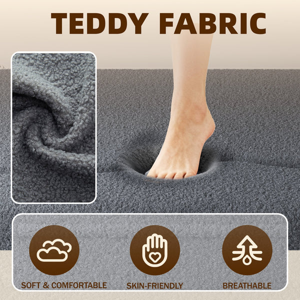 English Elm Modern Full Size Folding Sofa Bed with Teddy Fabric, Foam-Filled 15" Sleeper, 2 Pillows, No Assembly Required Grey W1885P272261