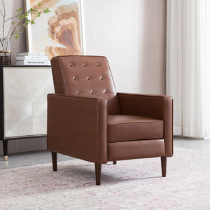 English Elm Christopher Knight Home® - Fabric Recliner Chair Mid-Century Modern Pushback Single Sofa with Tufted Cushion, Birch Legs, Cozy Comfort Light Brown 60741.00PUCOGN