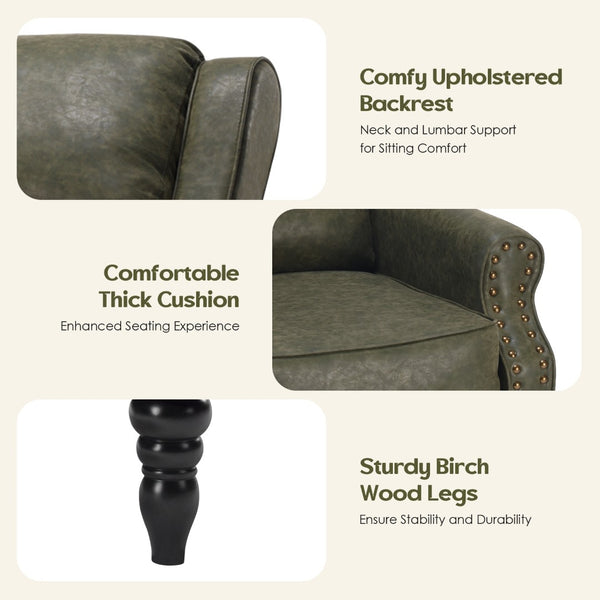 English Elm Faux Leather Pushback Recliner with Ergonomic Lumbar Support for Modern Living Spaces T3623P434282
