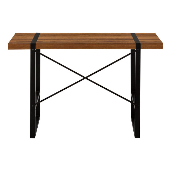 English Elm Computer Desk With Walnut Laminate Top & Black Metal Legs – Modern, Compact Workstation For Home Office B2710P219877