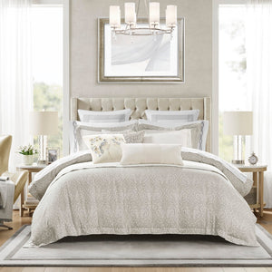 Croscill Home Bernini Transitional 3 Piece Duvet Set CHM12-0008 Gray