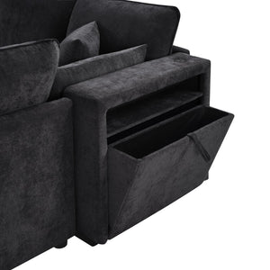 English Elm Swivel Barrel Accent Chair Chenille Tufted Round Club Seat for Living Room Lounge Black N719S002300B