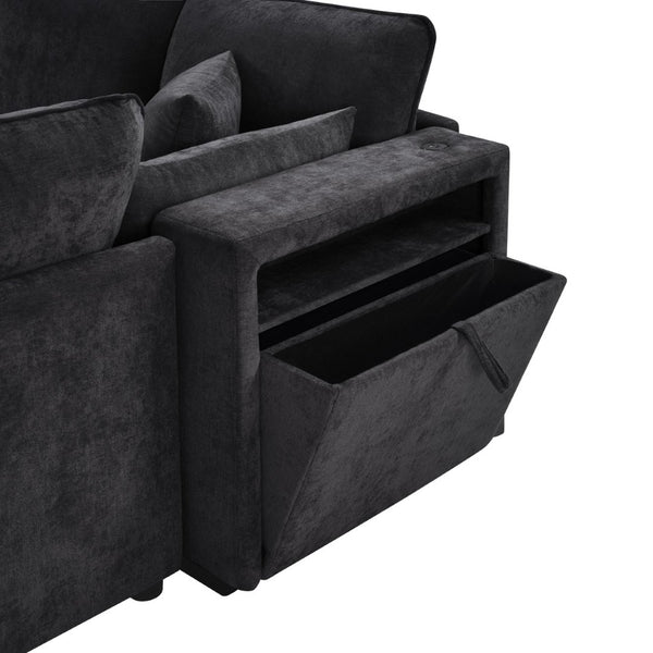 English Elm Swivel Barrel Accent Chair Chenille Tufted Round Club Seat for Living Room Lounge Black N719S002300B